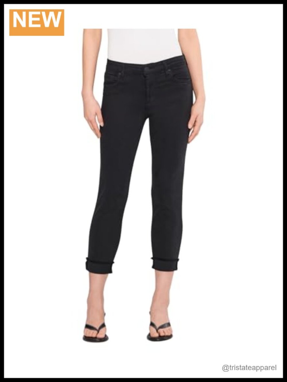 Crop Straight Leg Jeans Mid Rise Roll-Up Frayed Hem Slim Fit